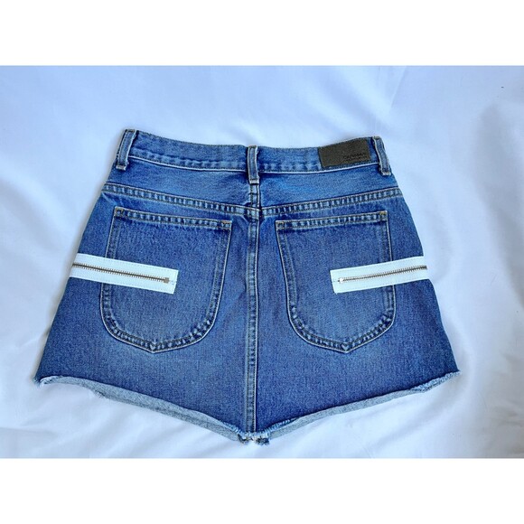 Carmar Y2K Rigid Denim Jean Zip Mini Skirt Size 27 90s Retro Grunge Medium Wash - Picture 6 of 9